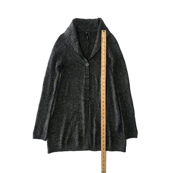 Takeout Womens Size M Gray Buttons Longline Cardigan Sweater - Picture 2 of 8